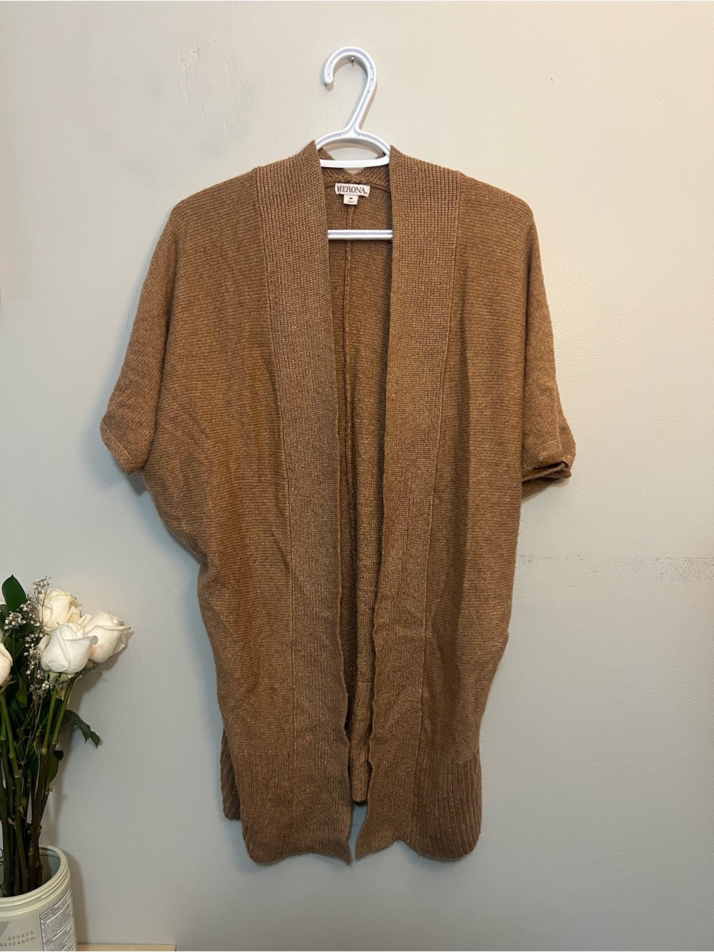 Merona Camel Brown Knit Open Cardigan